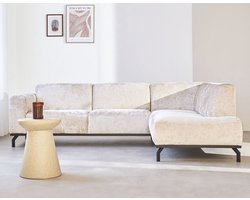 Dimehouse Hoekbank met hoge poten beige velvet Chloe - rechts - Stof - Scandinavisch & Basic - 256 x 188 x 77 cm