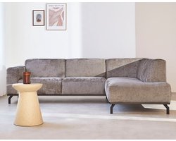 Dimehouse Hoekbank met hoge poten taupe velvet Chloe - rechts - Stof - Scandinavisch & Basic - 256 x 188 x 77 cm