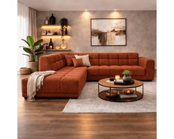 Dimehouse Hoekbank met lounge koper bouclé stof Nova - links - Stof - Scandinavisch & Basic - 270 x 219 x 76 cm