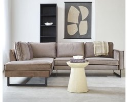 Dimehouse Hoekbank Quinn velvet taupe links - Velvet - Industrieel - 247 x 195 x 84 cm