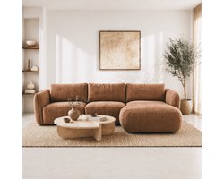 Dimehouse Hoekbank ronde longue koper velvet structuurstof Dwayne - rechts - Velvet - Modern - 278 x 177 x 80 xm