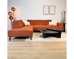 Dimehouse Hoekbank terracotta bouclé stof Maël - links - Stof - Scandinavisch & Basic - 275 x 81 x 210 cm