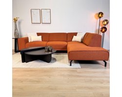 Dimehouse Hoekbank terracotta bouclé stof Maël - rechts - Stof - Scandinavisch & Basic - 275 x 81 x 210 cm