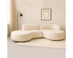 Dimehouse Hoekbank volledig organisch crème bouclé Sophie - rechts - Stof - Scandinavisch & Basic - 276 x 150 x 75 cm