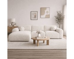 Dimehouse Hoekbank zand chenille stof - 270x165 cm - Shane - links - Chenille - Japandi - 270 x 95 x 75 cm