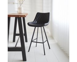 Dimehouse Industriële Barkruk Juno - 70 cm - Zwart - Kunstleer