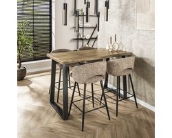 Dimehouse Industriële Bartafel Mangohout Wyatt Blank 135x70 cm - 135 x 70 x 92 cm - Hout - Industrieel