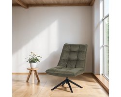 Dimehouse Industriële draaifauteuil groen eco-leer 360° draaibaar Yuki - Leer - Industrieel