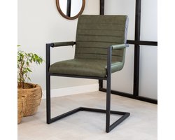 Dimehouse Industriële Eetkamerstoel Groen Kuba - Kunstleer - Met Armleuningen - Kunstleer - Industrieel