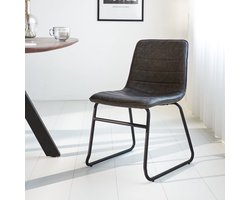 Dimehouse Industriële Eetkamerstoel Mark - Antraciet - Kunstleer