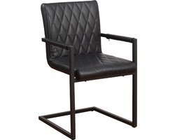 Dimehouse Industriële Eetkamerstoel Zwart Ruben - Met Armleuningen - Kunstleer - Industrieel