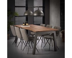 Dimehouse Industriële Eettafel Edge Acaciahout Boomstamvorm 180x90 - Hout - Industrieel - Rechthoek