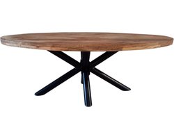 Dimehouse Industriële Eettafel - Oregon - 280x110 cm - Ovaal - Mangohout
