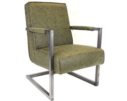 Dimehouse Industriële Fauteuil Tiger - Groen - Leer