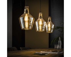 Dimehouse Industriële hanglamp Dace 3-lichts amber 3-lichts - Zilver - Industrieel