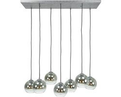 Dimehouse Industriële Hanglamp Juliette 7-lichts Smokey Glass 7-lichts - Zilver - Industrieel