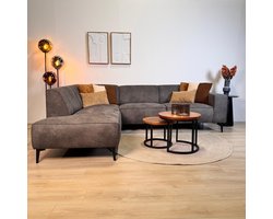 Dimehouse Industriële hoekbank antraciet eco-leer Brisbane - links - Leer - Industrieel - 270 x 210 x 77 cm