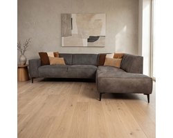 Dimehouse Industriële hoekbank antraciet eco-leer Brisbane - rechts - Leer - Industrieel - 270 x 210 x 77 cm