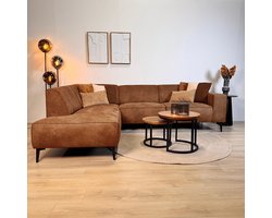 Dimehouse Industriële hoekbank cognac eco-leer Brisbane - links - Ecoleer - Industrieel - 270 x 210 x 77 cm