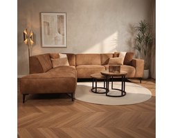 Dimehouse Industriële hoekbank cognac eco-leer Brisbane - links - Leer - Industrieel - 270 x 210 x 77 cm