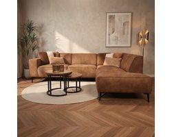 Dimehouse Industriële hoekbank cognac eco-leer Brisbane - rechts - Leer - Industrieel - 275 x 210 x 77 cm