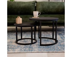 Dimehouse Industriële Salontafel Rosa - Set van 2 - Zwart
