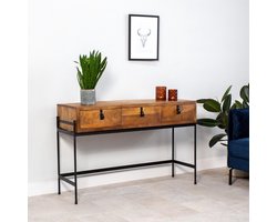 Dimehouse Industriële Sidetable Morgan - Metaal - 3 Lades - Mangohout