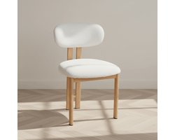 Dimehouse Japandi Eetkamerstoel Miyo Bouclé Beige - Eikenlook Frame - Stof - Japandi