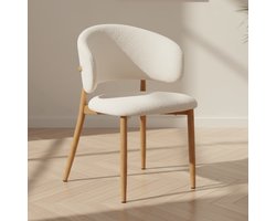 Dimehouse Japandi Eetkamerstoel Yuka Beige - Eikenlook Frame - Stof - Japandi