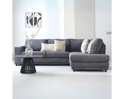 Dimehouse Lounge Hoekbank antraciet ribstof plofbank Gabi - rechts - Stof - Industrieel - 261 x 204 x 86 cm