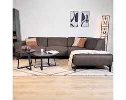 Dimehouse Lounge Hoekbank Barin antraciet robuust eco-leer - rechts - Industrieel - 275 x 210 x 77 cm