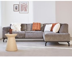 Dimehouse Lounge Hoekbank Chloe velvet taupe met hoge poten - rechts - Stof - Scandinavisch & Basic - 256 x 188 x 77 cm