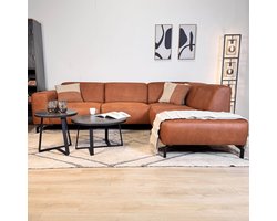 Dimehouse Lounge Hoekbank cognac robuust eco-leer Barin - rechts - Stof - Industrieel - 275 x 210 x 77 cm