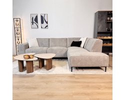 Dimehouse Lounge Hoekbank grijs chenille gemêleerd Ravi – rechts - Stof - Scandinavisch & Basic - 262 x 83 x 195 cm