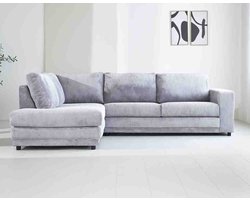 Dimehouse Lounge Hoekbank lichtgrijs ribstof plofbank Gabi - links - Stof - Industrieel - 261 x 204 x 86 cm