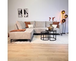 Dimehouse Lounge Hoekbank met chaise longue beige chenille Yara - links - Stof - Scandinavisch & Basic - 265 x 210 x 84 cm