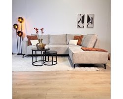 Dimehouse Lounge Hoekbank met chaise longue beige chenille Yara - rechts - Stof - Scandinavisch & Basic - 265 x 210 x 84 cm