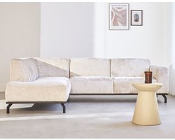 Dimehouse Lounge Hoekbank met hoge poten beige velvet Chloe - links - Stof - Scandinavisch & Basic - 256 x 188 x 77 cm