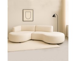 Dimehouse Lounge Hoekbank volledig organisch crème bouclé Sophie - links - Stof - Scandinavisch & Basic - 276 x 150 x 75 cm