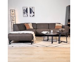 Dimehouse Lounge Industriële Hoekbank antraciet robuust eco-leer Barin - links - Stof - Industrieel - 275 x 210 x 77 cm