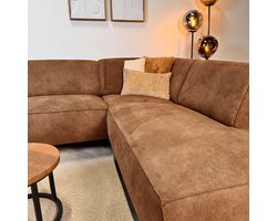Dimehouse Lounge Industriële hoekbank cognac eco-leer Brisbane - rechts - Leer - Industrieel - 275 x 210 x 77 cm