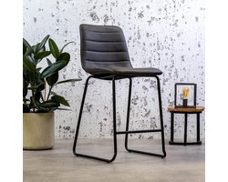 Dimehouse Mark Barkruk Antraciet - Industrieel - Met Rugleuning - 65 cm