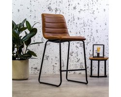 Dimehouse Mark Barkruk Cognac - Industrieel - Met Rugleuning - 65 cm