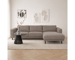 Dimehouse Moderne 3-zits Hoekbank Links Taupe Stof Aniko met Lounger 240x197x78 cm - Stof - Modern - 240 x 197 x 93 cm