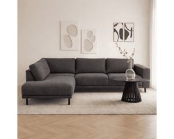 Dimehouse Moderne 3-zits hoekbank met Lounger Antraciet Stof Aniko links 240x197x78 cm - Stof - Modern - 240x88x93 cm