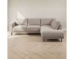 Dimehouse Moderne 3-zits Hoekbank Rechts Taupe Stof Aniko met Lounger 240x197x78 cm - Stof - Modern - 240x88x93 cm