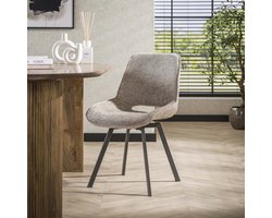 Dimehouse Moderne Eetkamerstoel Riviera Rich Zand Draaibaar Zonder Armleuningen - Chenille - Scandinavisch & Basic