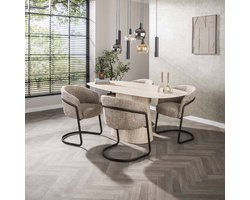 Dimehouse Moderne Eettafel Archon Keramiek Travertin 180 cm - Keramiek - Japandi - Deens ovaal