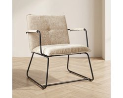 Dimehouse Moderne fauteuil beige chenille stof Hailey - Chenille - Scandinavisch & Basic