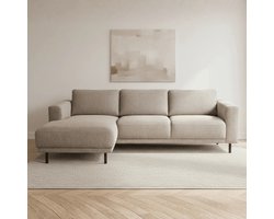 Dimehouse Moderne Hoekbank Links Taupe Stof Aniko met Chaise Longue 238x142x78 cm - Stof - Modern - 238x88x93 cm